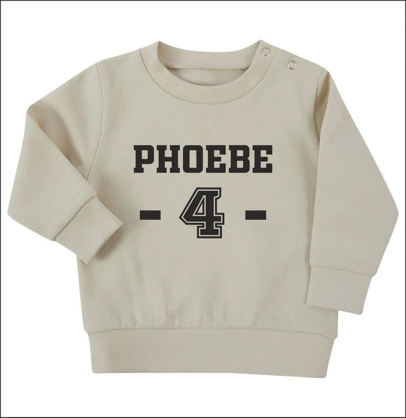 Custom Name Age Sweater, Personalized Jumper for New Born Babies Kids, Unique Baby Shower 1st Birthday Gift, Custom Text Toddler Clothing