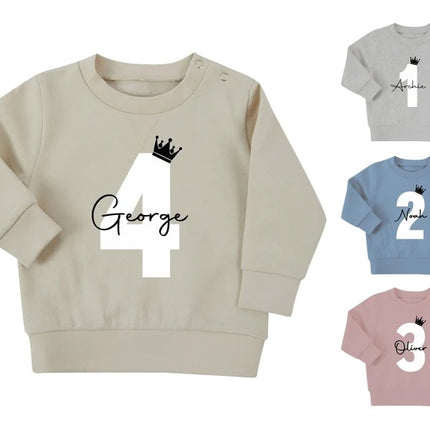 Personalised Baby Toddler Name Sweater, Custom Age Kids Jumper, Baby Shower & New Baby Gift, 1st Birthday Present, Custom Text Kids Clothing