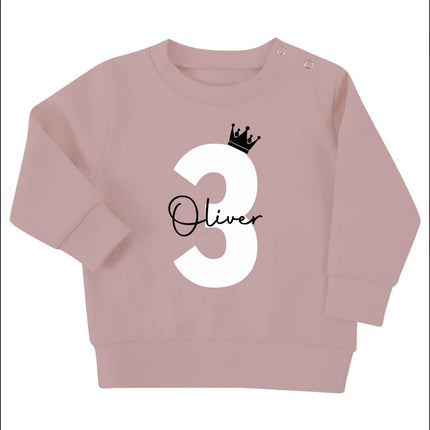 Personalised Baby Toddler Name Sweater, Custom Age Kids Jumper, Baby Shower & New Baby Gift, 1st Birthday Present, Custom Text Kids Clothing