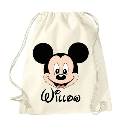 Personalised Kids Bags, Custom Name Printed Shoulder Bag, Micky Mouse Face Backpack With Name, Kids Back To School Gift, Swimming Sports Bag