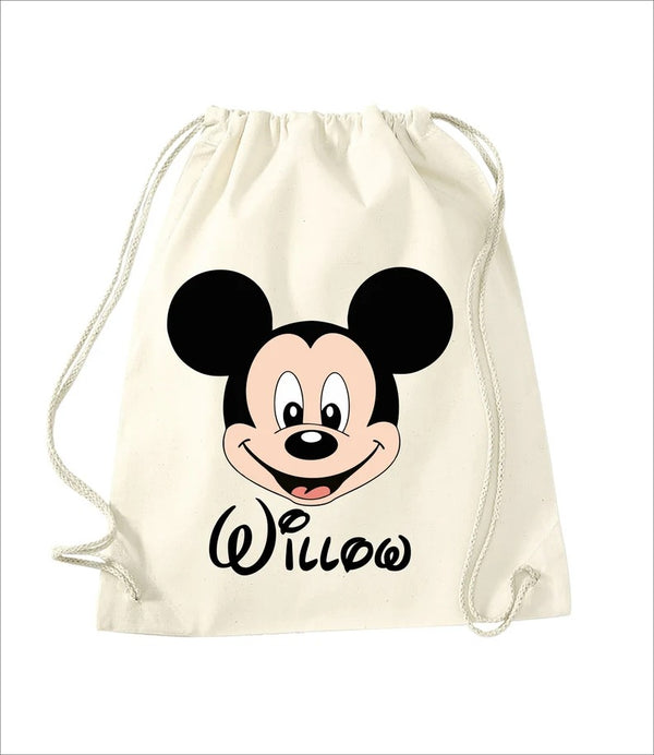 Personalised Kids Bags, Custom Name Printed Shoulder Bag, Micky Mouse Face Backpack With Name, Kids Back To School Gift, Swimming Sports Bag