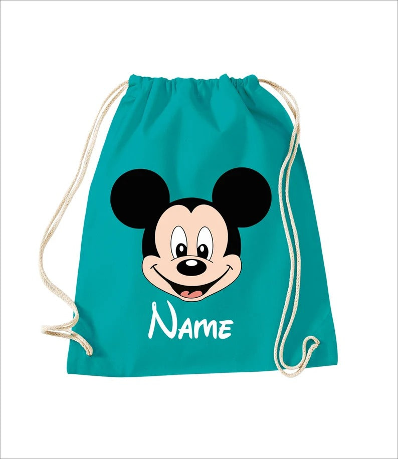 Personalised Kids Bags, Custom Name Printed Shoulder Bag, Micky Mouse Face Backpack With Name, Kids Back To School Gift, Swimming Sports Bag