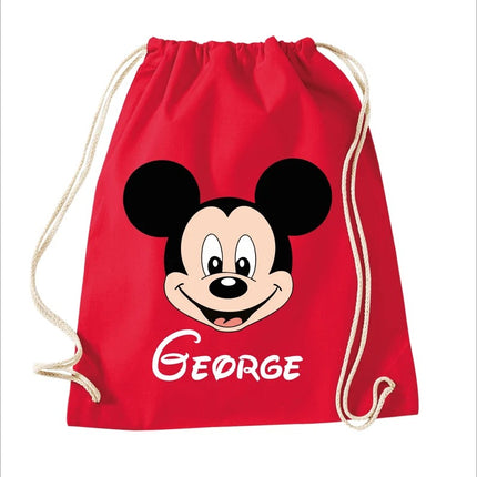 Personalised Kids Bags, Custom Name Printed Shoulder Bag, Micky Mouse Face Backpack With Name, Kids Back To School Gift, Swimming Sports Bag