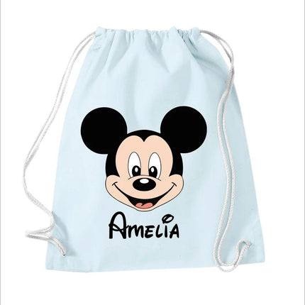 Personalised Kids Bags, Custom Name Printed Shoulder Bag, Micky Mouse Face Backpack With Name, Kids Back To School Gift, Swimming Sports Bag