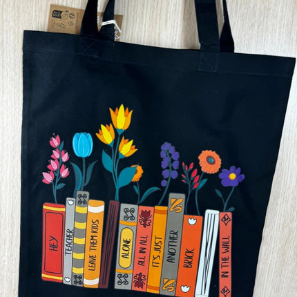 Personalised Birth Flower Tote Bags, Custom Books Titles Printed Floral Canvas Bag, Book Lovers Special Gifts, Anniversary Presents for Wife