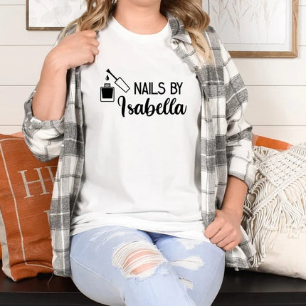 Custom Saloon Shirt, Nail Technician Any Name Printed T Shirt, Personalised Logo Beauticians Make Up Artist Uniform, Barbers Spa Uniform Top