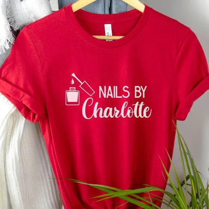 Custom Saloon Shirt, Nail Technician Any Name Printed T Shirt, Personalised Logo Beauticians Make Up Artist Uniform, Barbers Spa Uniform Top