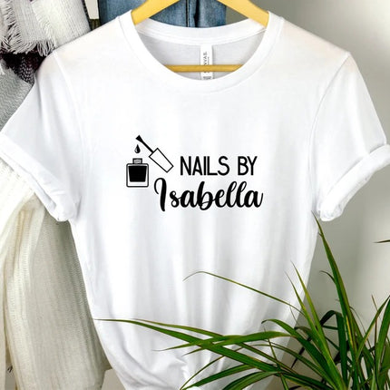 Custom Saloon Shirt, Nail Technician Any Name Printed T Shirt, Personalised Logo Beauticians Make Up Artist Uniform, Barbers Spa Uniform Top