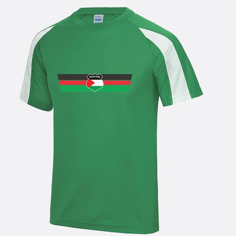 Palestine Flag Football T Shirt, Palestine Logo Chest Printed Shirt, Palestine Football Lover Tee Tops, 100 Polyester Shirt, Footballer Gift