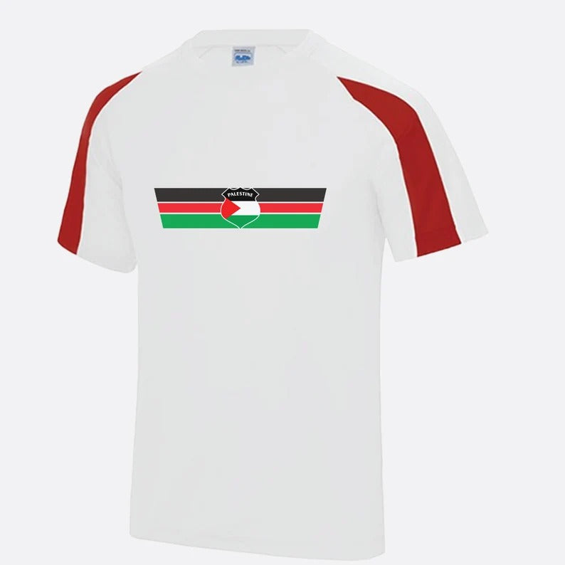 Palestine Flag Football T Shirt, Palestine Logo Chest Printed Shirt, Palestine Football Lover Tee Tops, 100 Polyester Shirt, Footballer Gift