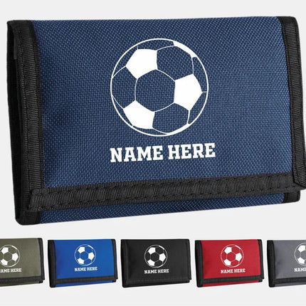 Personalised Small Wallet, Football Custom Monogram Name Zip Pouch, Money Card Holder Carrying Ripper Billfold, Birthday Sports Gift for Son
