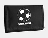 Personalised Small Wallet, Football Custom Monogram Name Zip Pouch, Money Card Holder Carrying Ripper Billfold, Birthday Sports Gift for Son