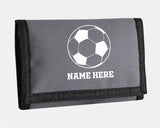 Personalised Small Wallet, Football Custom Monogram Name Zip Pouch, Money Card Holder Carrying Ripper Billfold, Birthday Sports Gift for Son