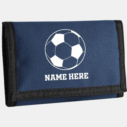 Personalised Small Wallet, Football Custom Monogram Name Zip Pouch, Money Card Holder Carrying Ripper Billfold, Birthday Sports Gift for Son