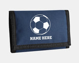 Personalised Small Wallet, Football Custom Monogram Name Zip Pouch, Money Card Holder Carrying Ripper Billfold, Birthday Sports Gift for Son