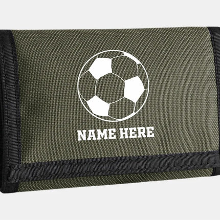 Personalised Small Wallet, Football Custom Monogram Name Zip Pouch, Money Card Holder Carrying Ripper Billfold, Birthday Sports Gift for Son