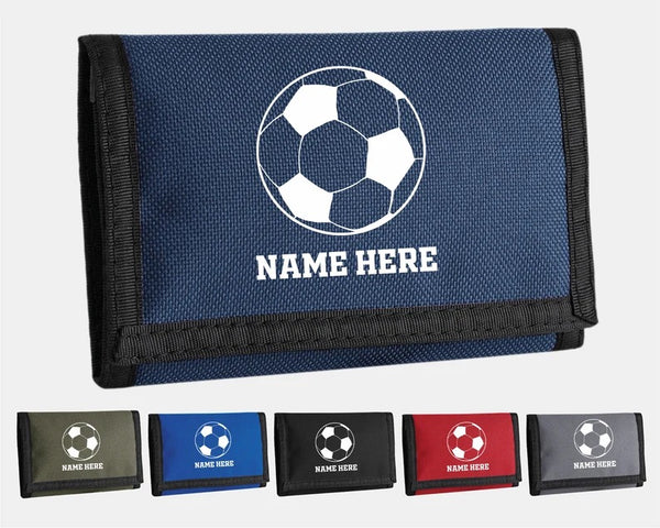 Personalised Small Wallet, Football Custom Monogram Name Zip Pouch, Money Card Holder Carrying Ripper Billfold, Birthday Sports Gift for Son