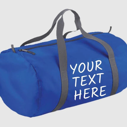 Custom Gym Barrel Bag, Personalised Text Sport Bag, Men Gym Workout Packaway Barrel Bag, Family Picnic Party Storage Duffle Bag, Custom Gift