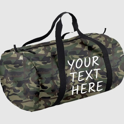 Custom Gym Barrel Bag, Personalised Text Sport Bag, Men Gym Workout Packaway Barrel Bag, Family Picnic Party Storage Duffle Bag, Custom Gift