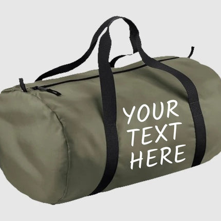 Custom Gym Barrel Bag, Personalised Text Sport Bag, Men Gym Workout Packaway Barrel Bag, Family Picnic Party Storage Duffle Bag, Custom Gift