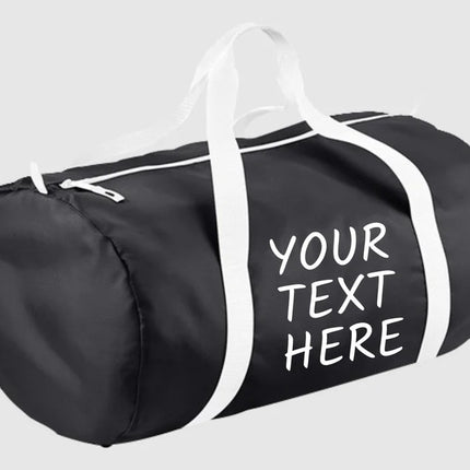 Custom Gym Barrel Bag, Personalised Text Sport Bag, Men Gym Workout Packaway Barrel Bag, Family Picnic Party Storage Duffle Bag, Custom Gift
