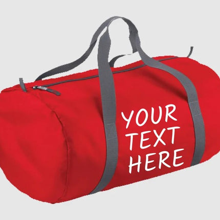 Custom Gym Barrel Bag, Personalised Text Sport Bag, Men Gym Workout Packaway Barrel Bag, Family Picnic Party Storage Duffle Bag, Custom Gift