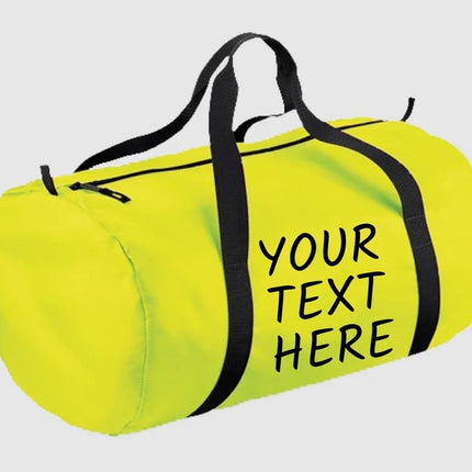 Custom Gym Barrel Bag, Personalised Text Sport Bag, Men Gym Workout Packaway Barrel Bag, Family Picnic Party Storage Duffle Bag, Custom Gift