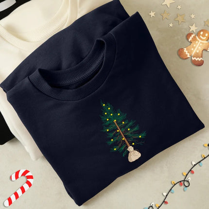 Embroidered Christmas Tree Sweatshirt, Tree In Bag Xmas Sweater, Minimalist Christmas Tree Jumper, Unisex Family matching Sweater, Xmas Gift
