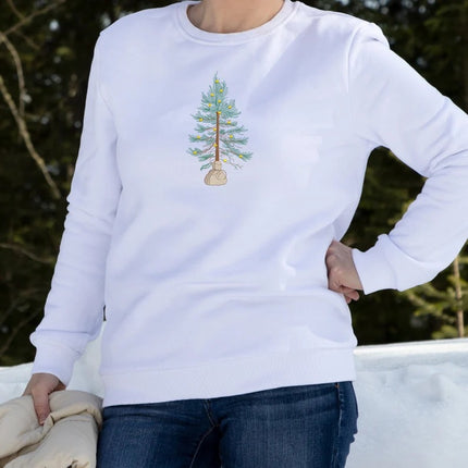 Embroidered Christmas Tree Sweatshirt, Tree In Bag Xmas Sweater, Minimalist Christmas Tree Jumper, Unisex Family matching Sweater, Xmas Gift