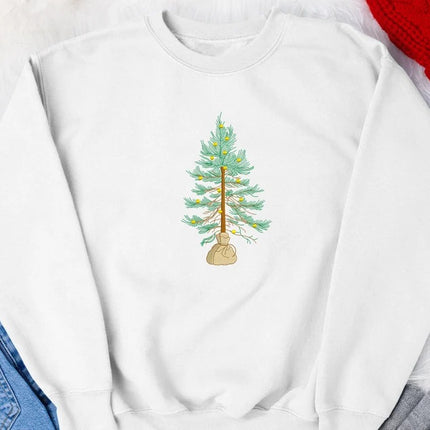 Embroidered Christmas Tree Sweatshirt, Tree In Bag Xmas Sweater, Minimalist Christmas Tree Jumper, Unisex Family matching Sweater, Xmas Gift