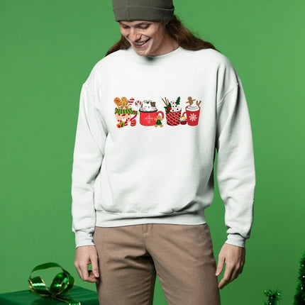 Christmas Coffee Sweatshirt, Xmas Gingerbread Printed Sweater, Christmas Adults Kids Sizes Jumper, Christmas Ice Coffee Tops, Xmas Eve Gifts