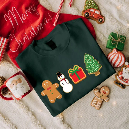Christmas Gingerbread Cookies Sweatshirt, Xmas Family Matching Printed Sweater, Christmas Holidays Adults Kids Sizes Jumpers, Xmas Eve Gifts