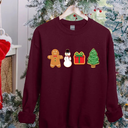 Christmas Gingerbread Cookies Sweatshirt, Xmas Family Matching Printed Sweater, Christmas Holidays Adults Kids Sizes Jumpers, Xmas Eve Gifts