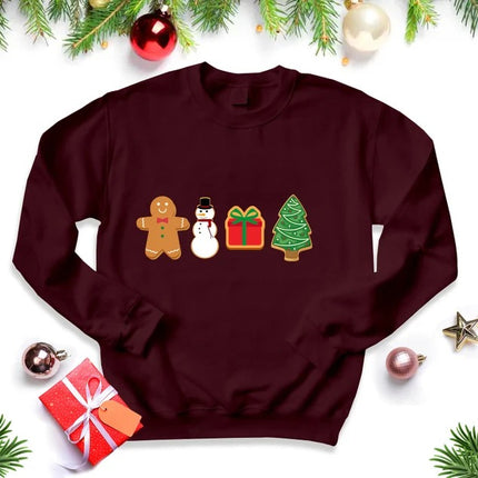 Christmas Gingerbread Cookies Sweatshirt, Xmas Family Matching Printed Sweater, Christmas Holidays Adults Kids Sizes Jumpers, Xmas Eve Gifts
