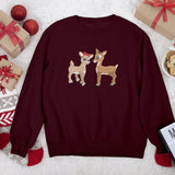 Embroidered Christmas Reindeer Sweater, Christmas Family Matching reindeer Sweatshirt, Cute Baby Deers jumper, Couple Matching Xmas Outfits