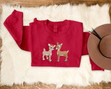 Embroidered Christmas Reindeer Sweater, Christmas Family Matching reindeer Sweatshirt, Cute Baby Deers jumper, Couple Matching Xmas Outfits