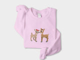 Embroidered Christmas Reindeer Sweater, Christmas Family Matching reindeer Sweatshirt, Cute Baby Deers jumper, Couple Matching Xmas Outfits