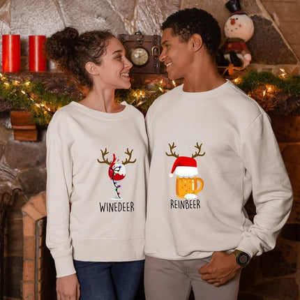 Reinbeer Winedeer Sweatshirts Christmas Couple Matching Jumpers – Xmas Holiday Gifts