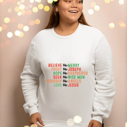 Christmas Faith Sweatshirt, Christian's Christmas Printed Sweater, Believe Like Mary Jumper, Christmas Matching Top, Religious Holiday Gifts