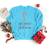 Custom Christmas Believe Sweatshirts, Personalised Name Xmas Candy Cane Printed Sweater, Merry Christmas Jumpers, Christmas Night Presents