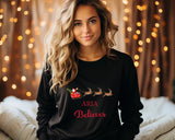 Personalised Christmas Believe Sweatshirts, Custom Name Xmas Reindeers Printed Sweater, Merry Christmas Jumpers, Christmas Night Presents