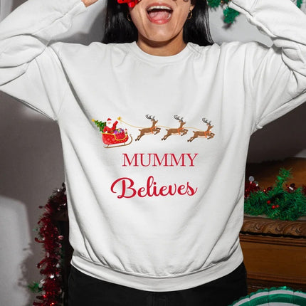 Personalised Christmas Believe Sweatshirts, Custom Name Xmas Reindeers Printed Sweater, Merry Christmas Jumpers, Christmas Night Presents