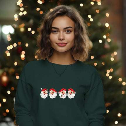 Retro Christmas Santa Sweatshirt, Cheerful Santa Merry Christmas Jumper, Santa Claus Printed Crewnecks, Xmas Unisex Sweater, Christmas Gifts