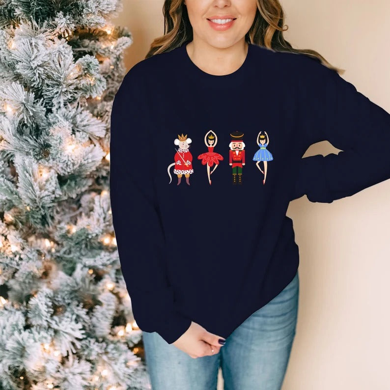 Christmas Nutcracker Sweatshirt, Christmas Family Matching Sweatshirt, Sugar Fairy Printed Jumper, Xmas Adults Kids Jumper, Christmas Gifts