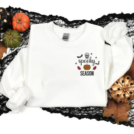 Spooky Season Pumpkin Sweater, Embroidered Halloween Sweatshirt, Spooky Season Halloween Monogrammed Jumper, Autumn Fall Top, Halloween Gift