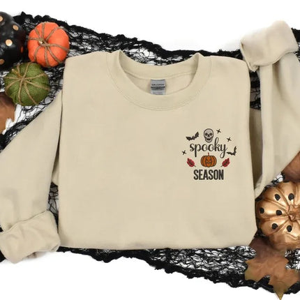 Spooky Season Pumpkin Sweater, Embroidered Halloween Sweatshirt, Spooky Season Halloween Monogrammed Jumper, Autumn Fall Top, Halloween Gift