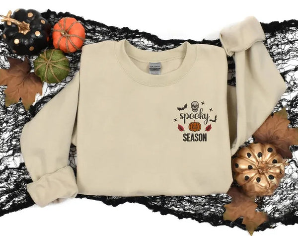 Spooky Season Pumpkin Sweater, Embroidered Halloween Sweatshirt, Spooky Season Halloween Monogrammed Jumper, Autumn Fall Top, Halloween Gift