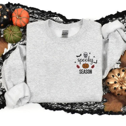 Spooky Season Pumpkin Sweater, Embroidered Halloween Sweatshirt, Spooky Season Halloween Monogrammed Jumper, Autumn Fall Top, Halloween Gift