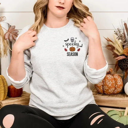Spooky Season Pumpkin Sweater, Embroidered Halloween Sweatshirt, Spooky Season Halloween Monogrammed Jumper, Autumn Fall Top, Halloween Gift