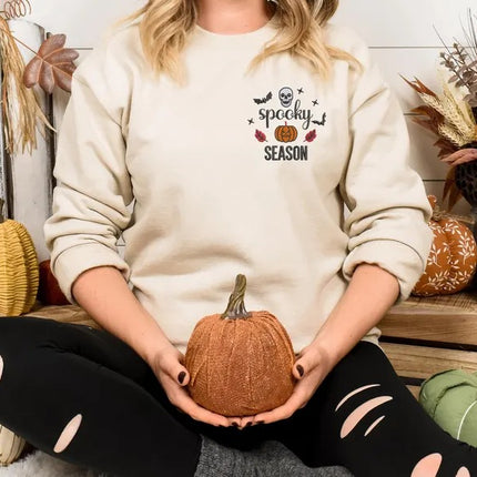 Spooky Season Pumpkin Sweater, Embroidered Halloween Sweatshirt, Spooky Season Halloween Monogrammed Jumper, Autumn Fall Top, Halloween Gift